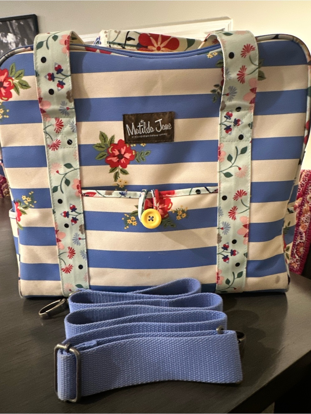 Matilda Jane Blue and White Striped Floral Cooler